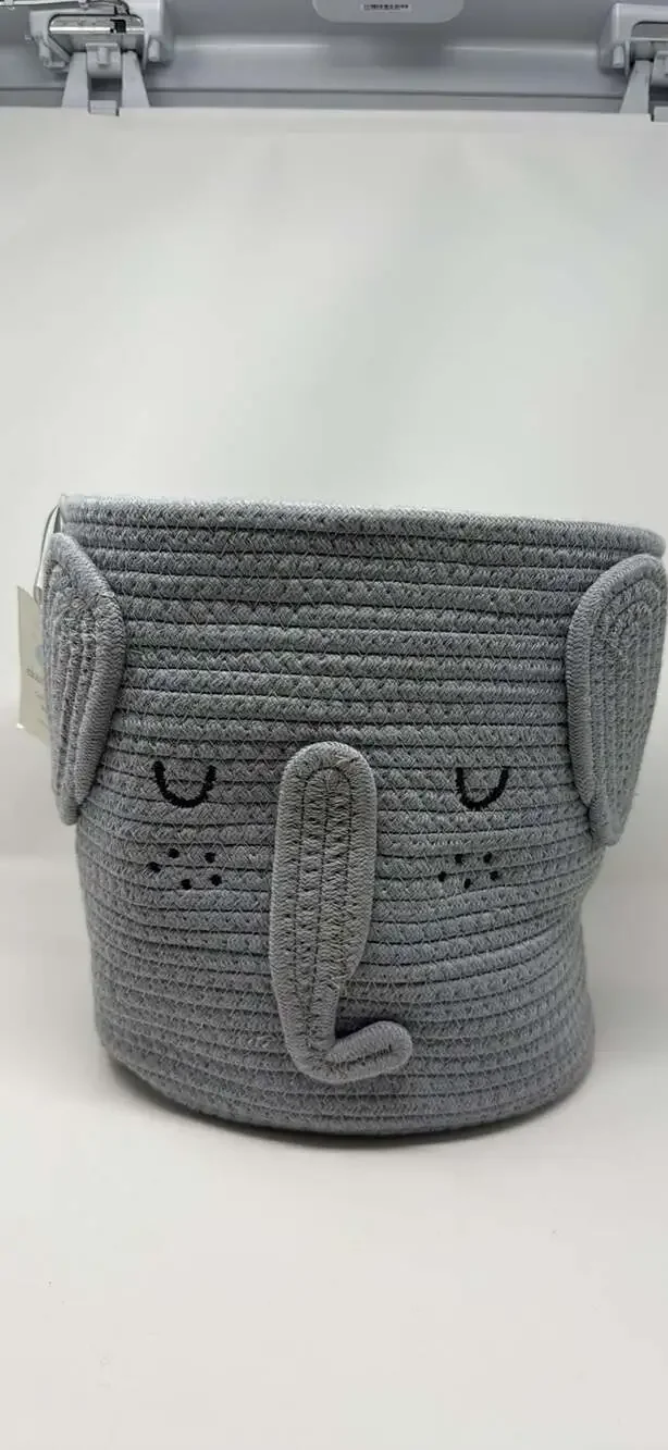 Cloud Island Coiled Rope Forest Animal Round Storage Basket - Elephant